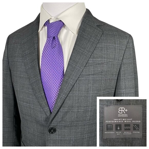Banana Republic Smart Weight Performance Wool Slim Sport Coat 40S Plaid Checks - Picture 1 of 16